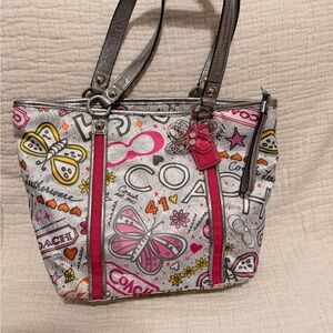 Coach Y2K Poppy Graffiti Bandana Butterfly Tote